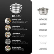 Zeno 3 Tier Stainless Steel Steamer