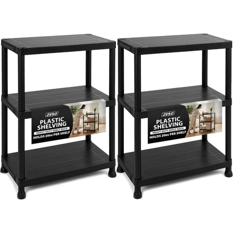 Zeno Set of 2 Plastic 3 Tier Shelving Units