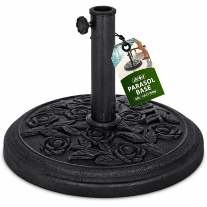 Zeno 9KG Black Rose Design Cast Iron Parasol Base