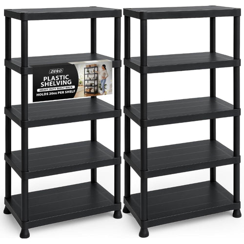 Zeno Set of 2 Plastic 5 Tier Shelving Units