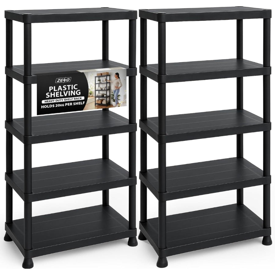 Zeno Set of 2 Plastic 5 Tier Shelving Units