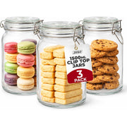 Zeno 3 Pack 1500ml Clip Top Glass Jars