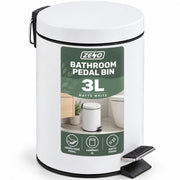 Zeno 3L Matte White Pedal Bathroom Bin