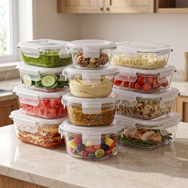 Zeno 12 Pack Glass Containers with Lids