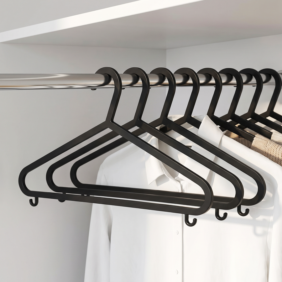 Zeno 50 Pack Black Plastic Coat Hangers