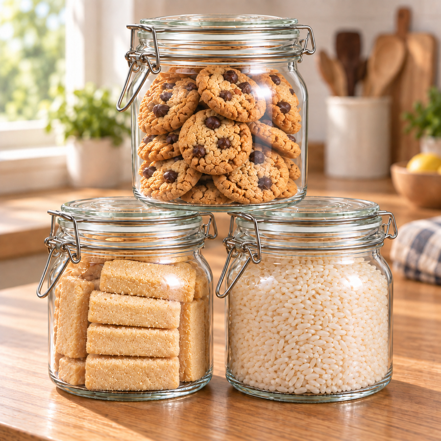 Zeno 3 Pack 1000ml Clip Top Glass Jars