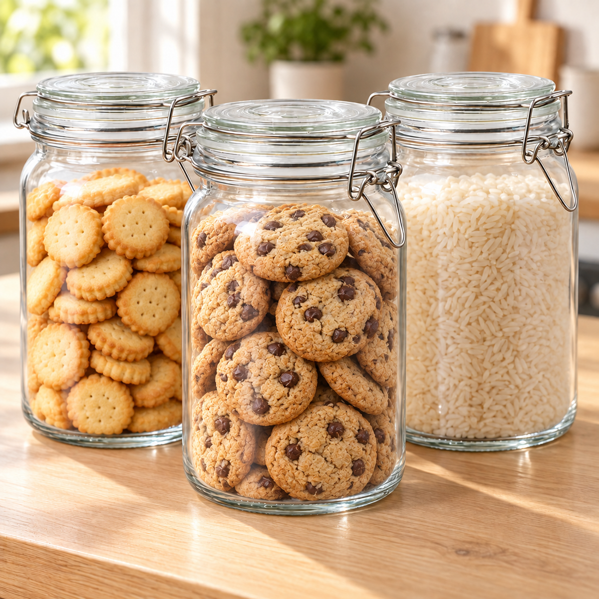 Zeno 3 Pack 1500ml Clip Top Glass Jars