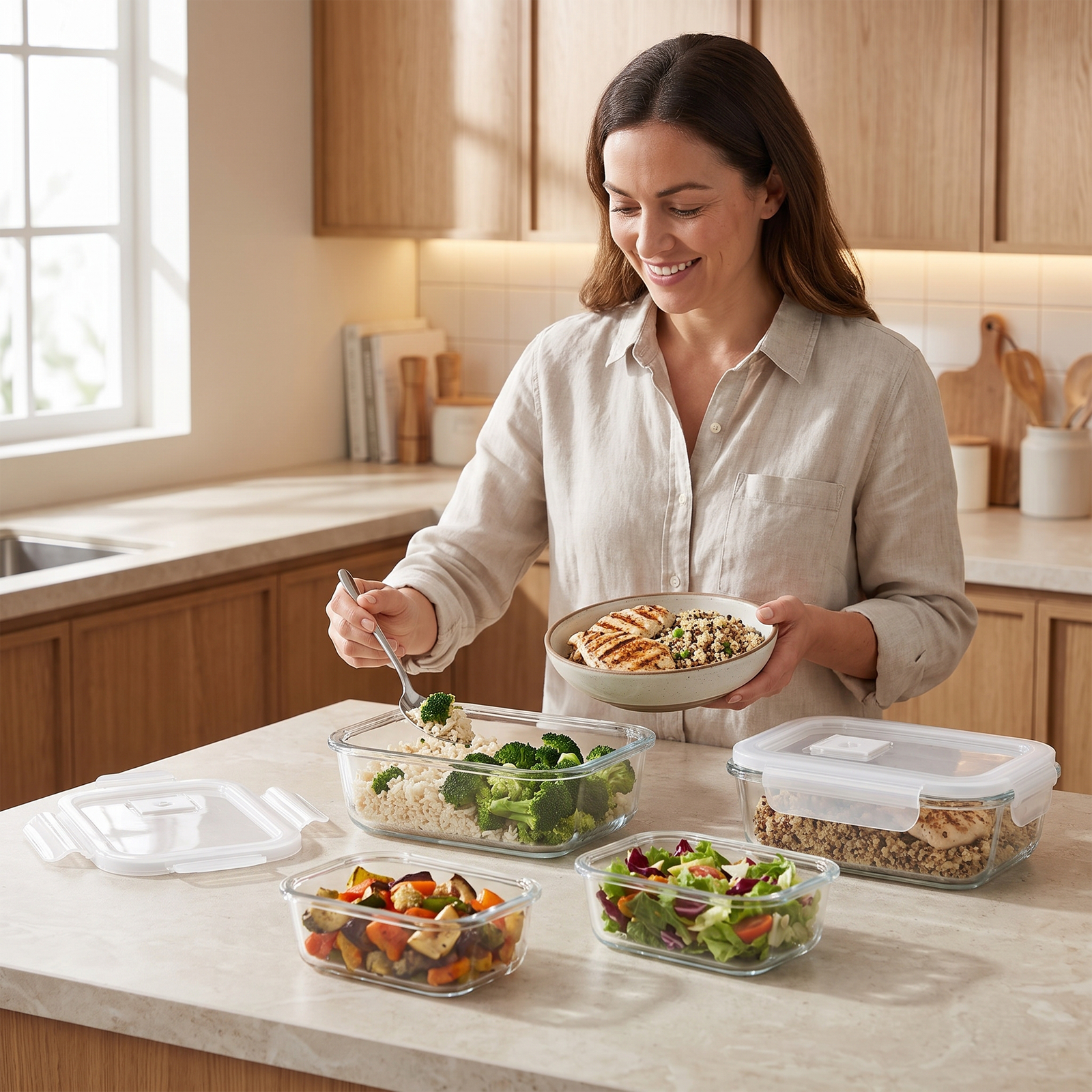 Zeno 4 Pack Dualsize Glass Containers with Lids