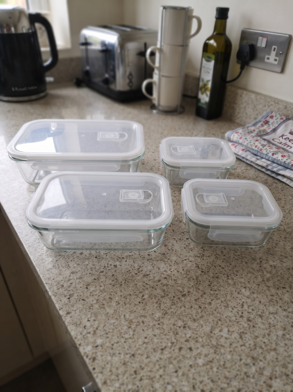 Zeno 4 Pack Dualsize Glass Containers with Lids