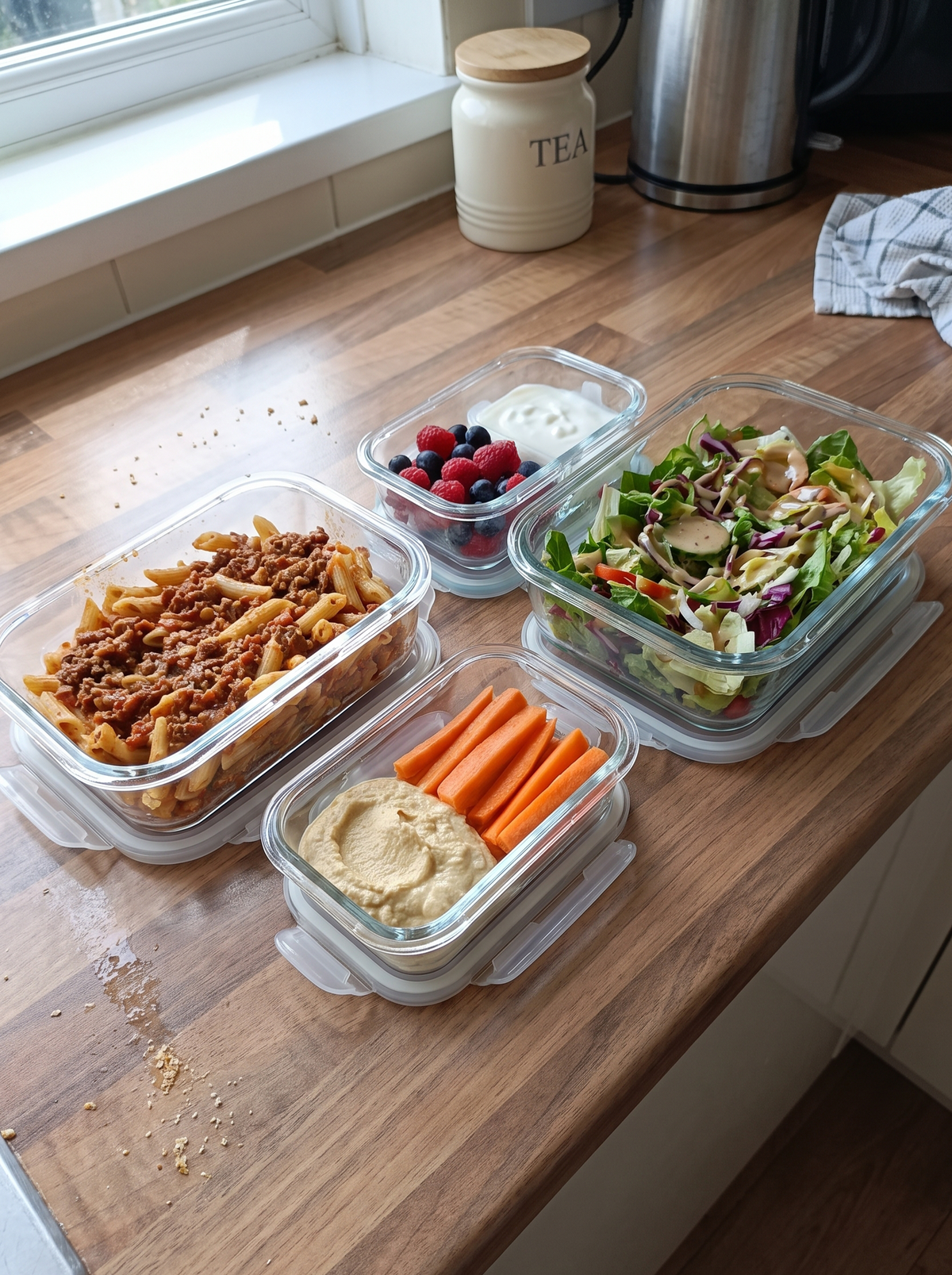 Zeno 4 Pack Dualsize Glass Containers with Lids