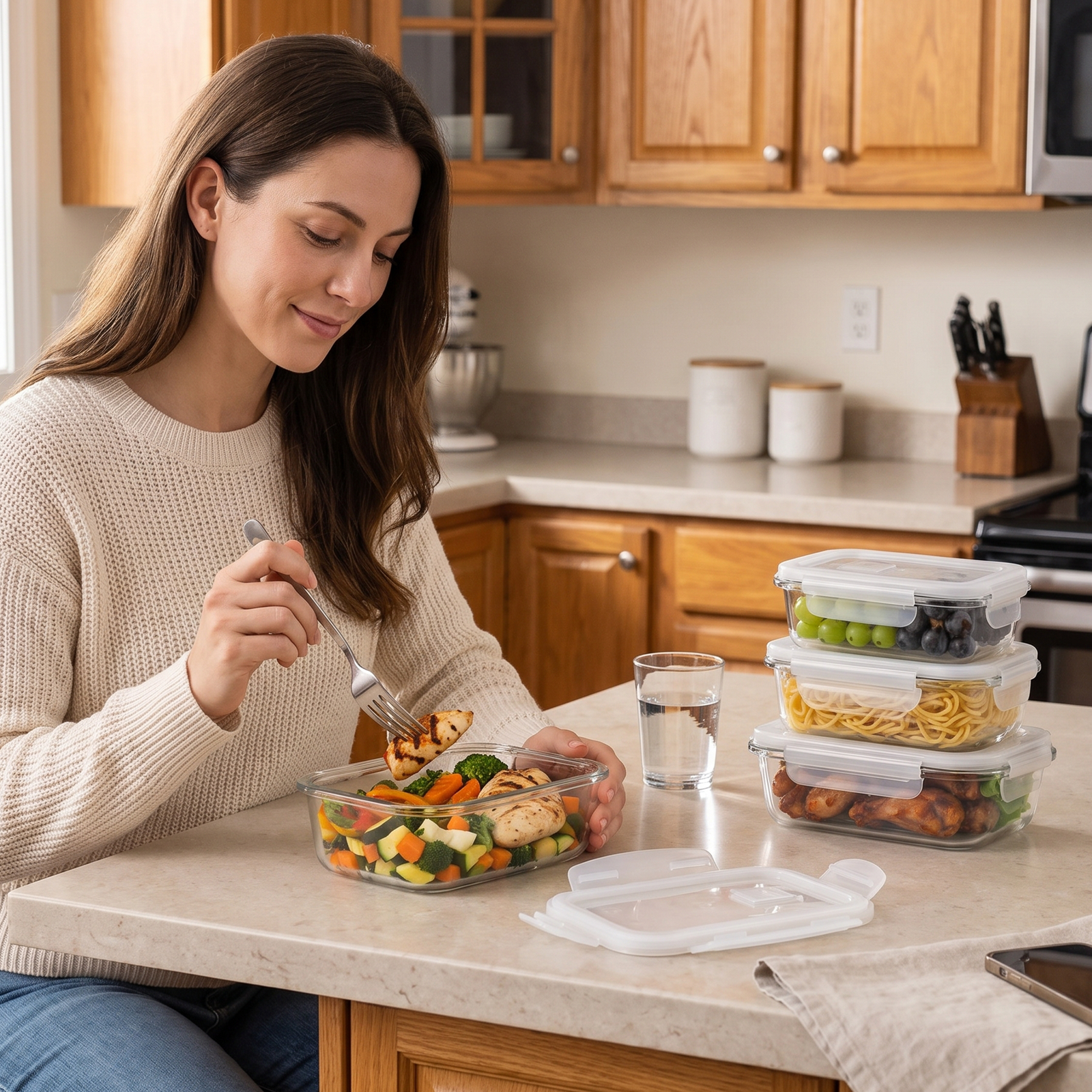 Zeno 4 Pack Multisize Glass Containers with Lids