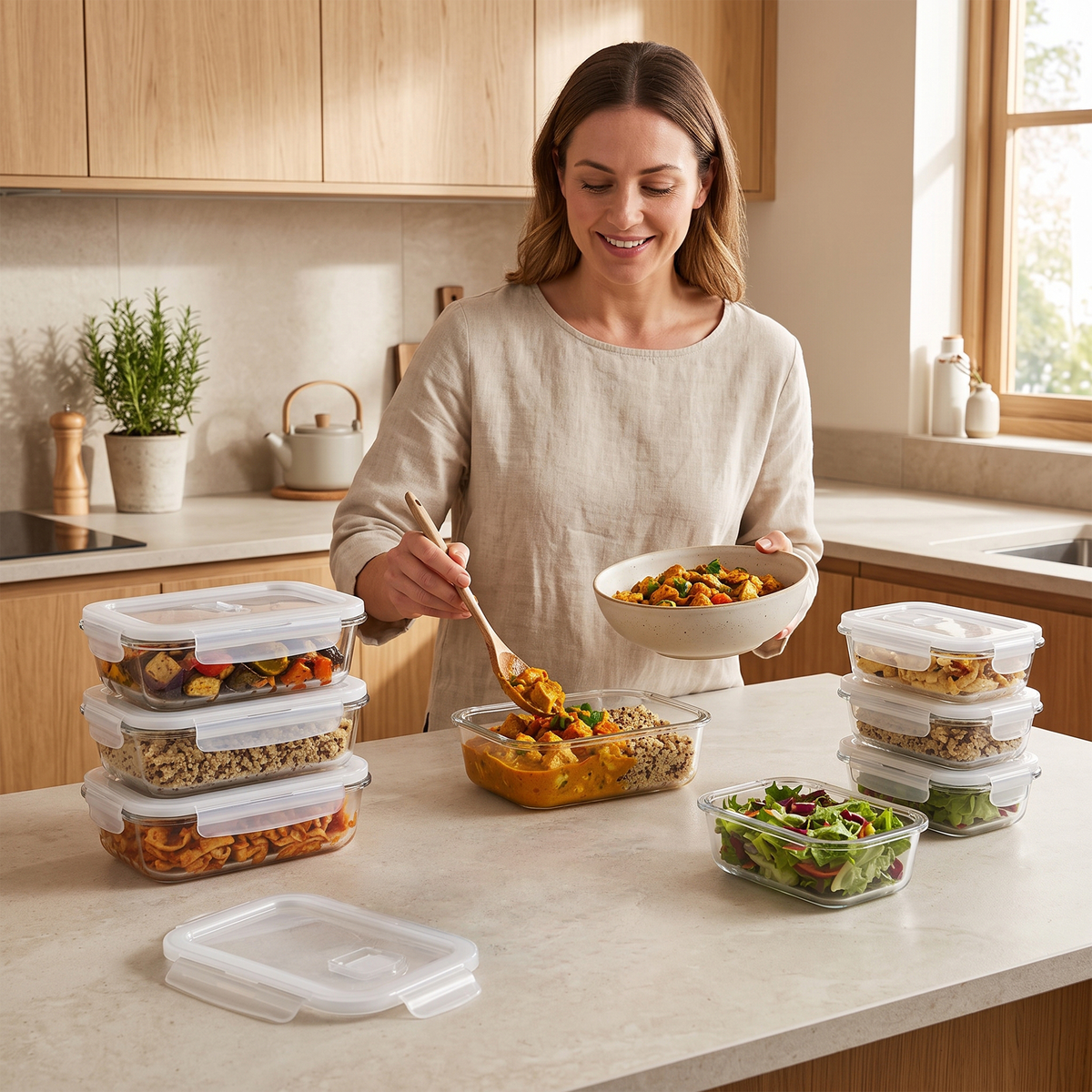 Zeno 8 Pack Glass Food Containers with Lids