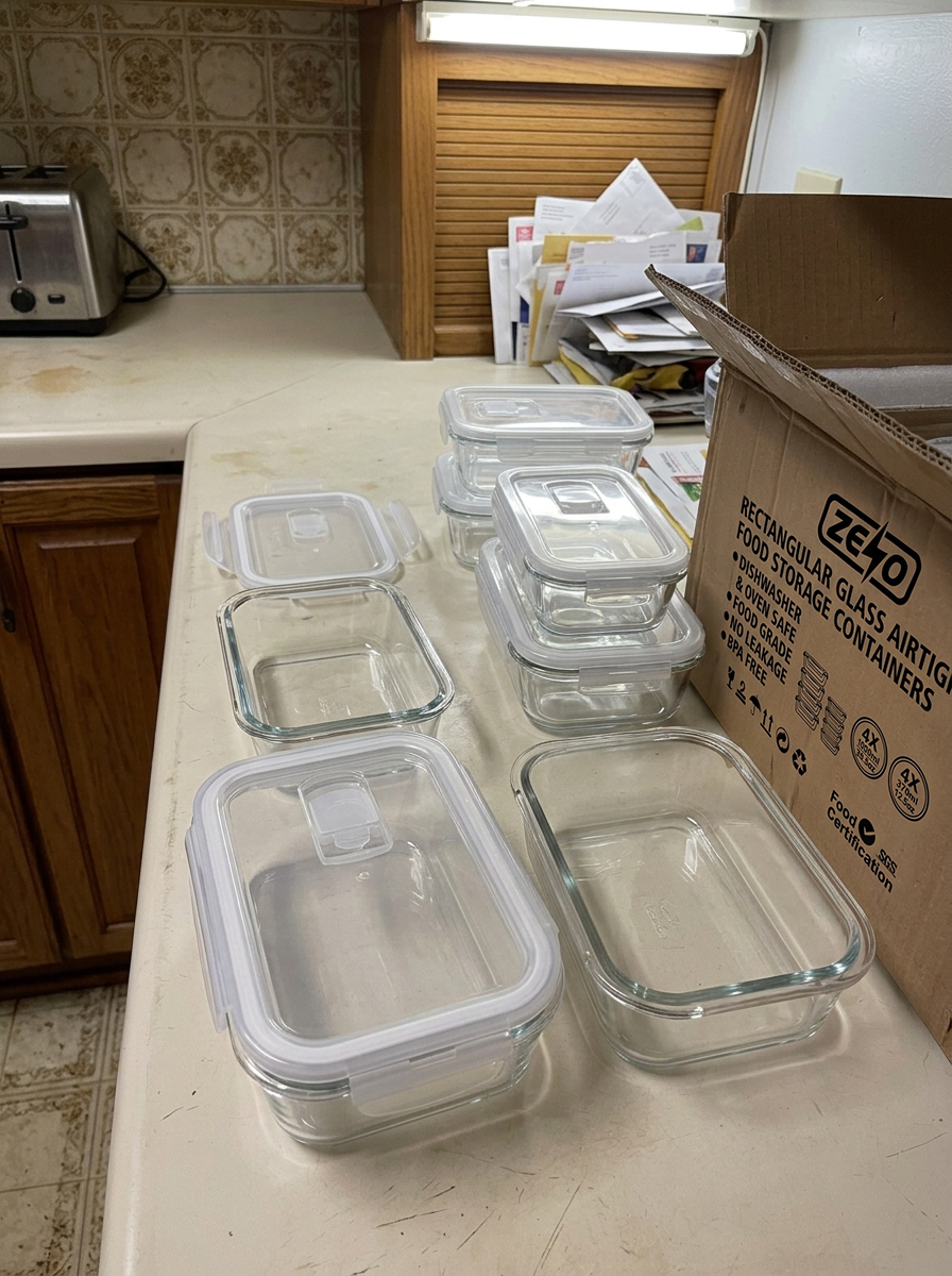 Zeno 8 Pack Glass Food Containers with Lids