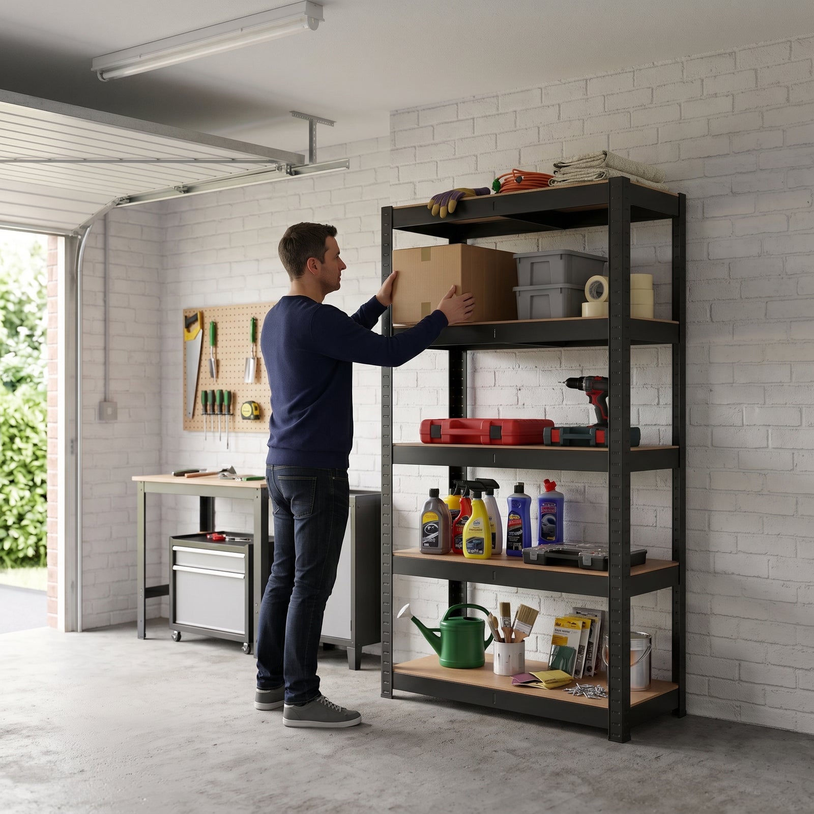 Zeno Black Large 5 Tier Garage Shelving Unit