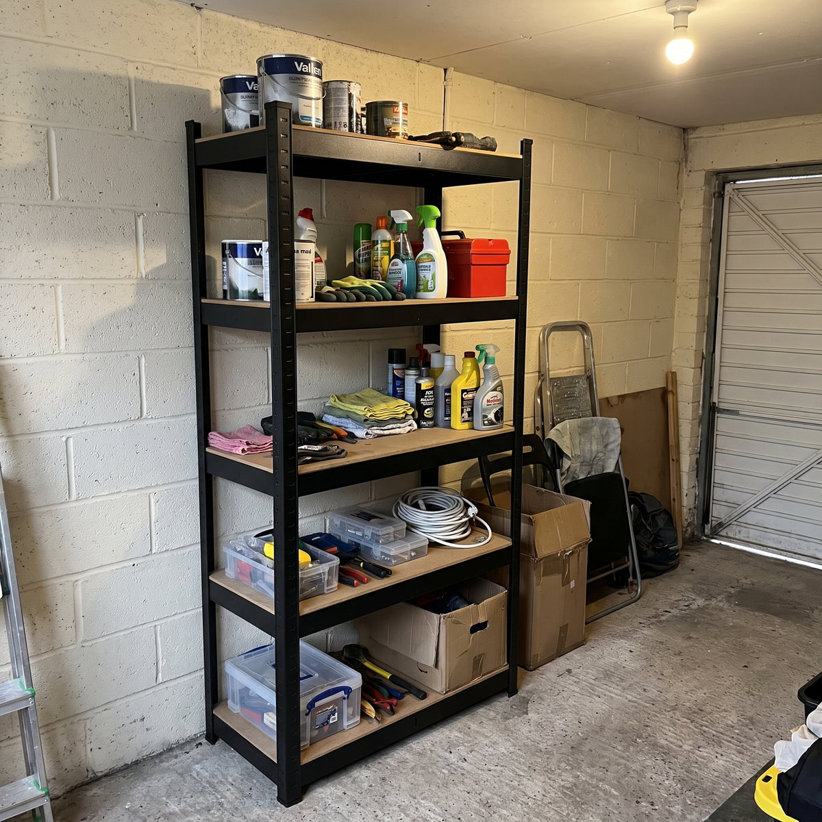 Zeno Set of 2 Black Large 5 Tier Garage Shelving Units