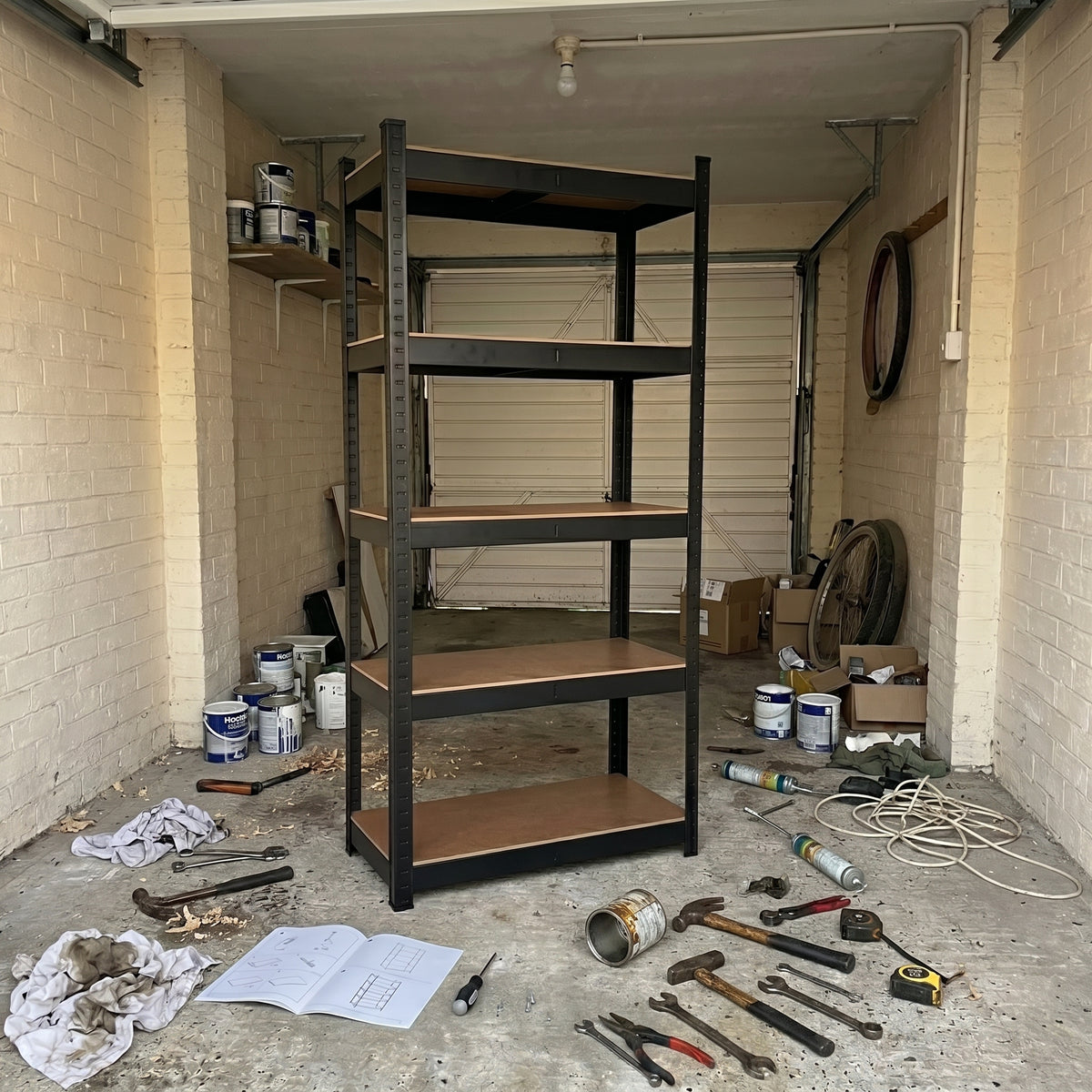 Zeno Set of 2 Black Large 5 Tier Garage Shelving Units