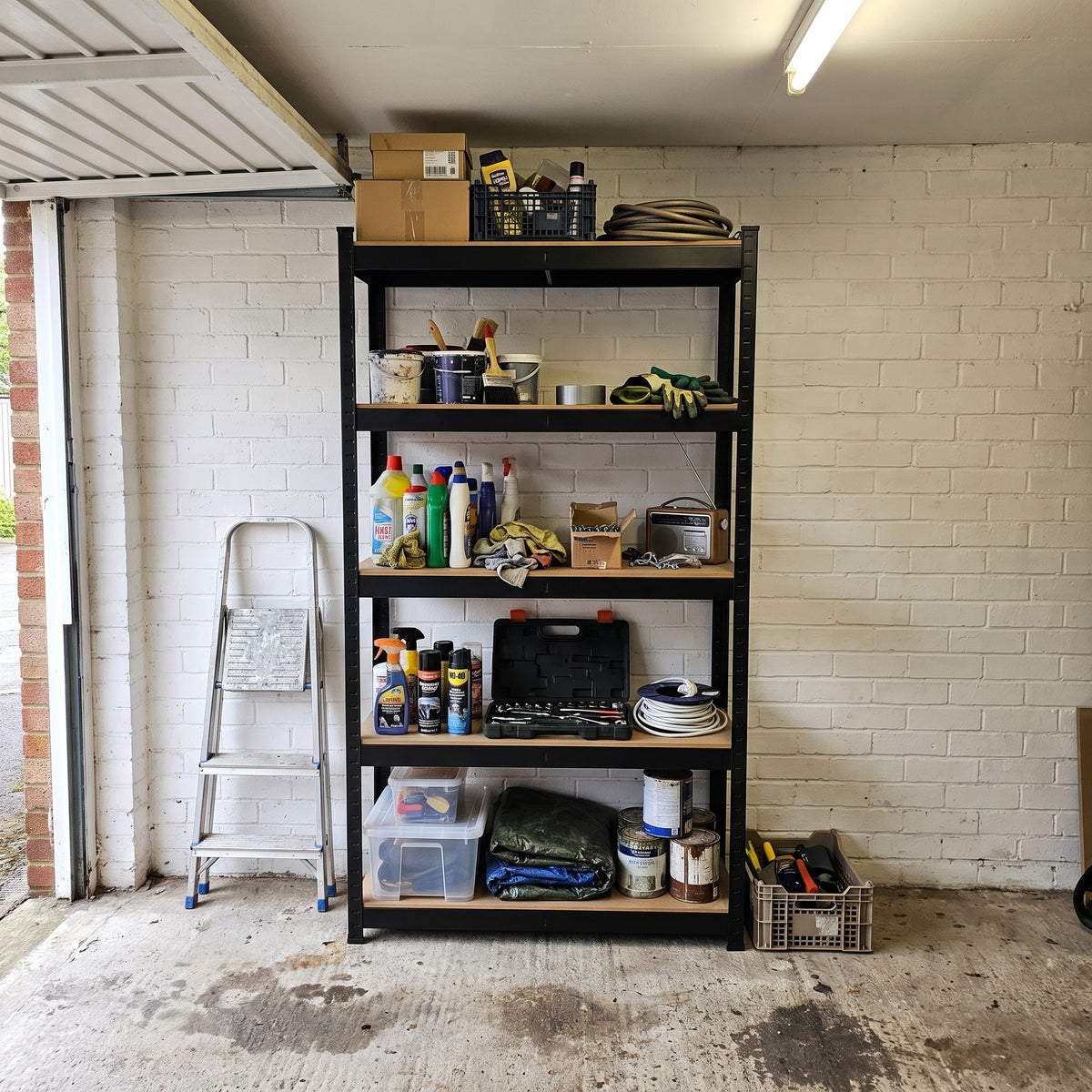Zeno Set of 2 Black Large 5 Tier Garage Shelving Units