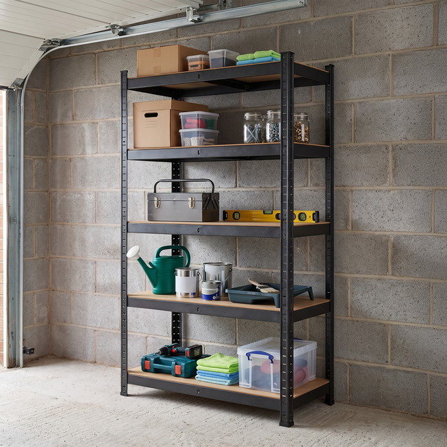Zeno Black Large 5 Tier Garage Shelving Unit