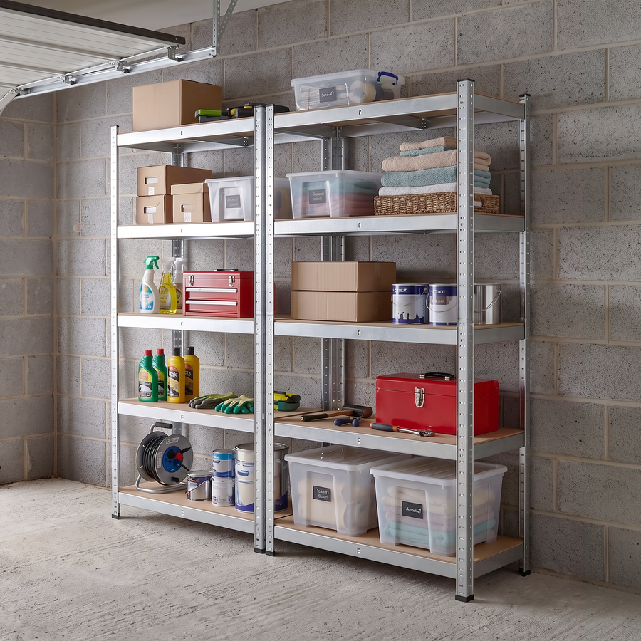 Zeno Set of 2 Silver Regular 5 Tier Garage Shelving Units