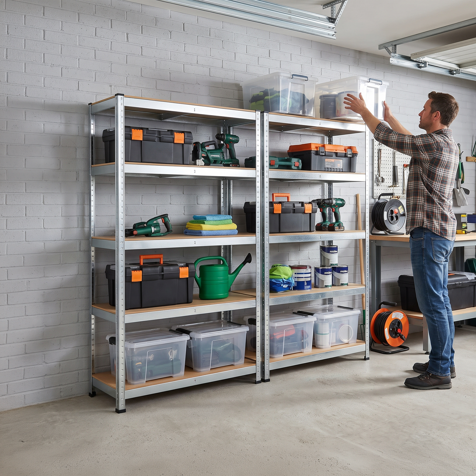 Zeno Set of 2 Silver Large 5 Tier Garage Shelving Units