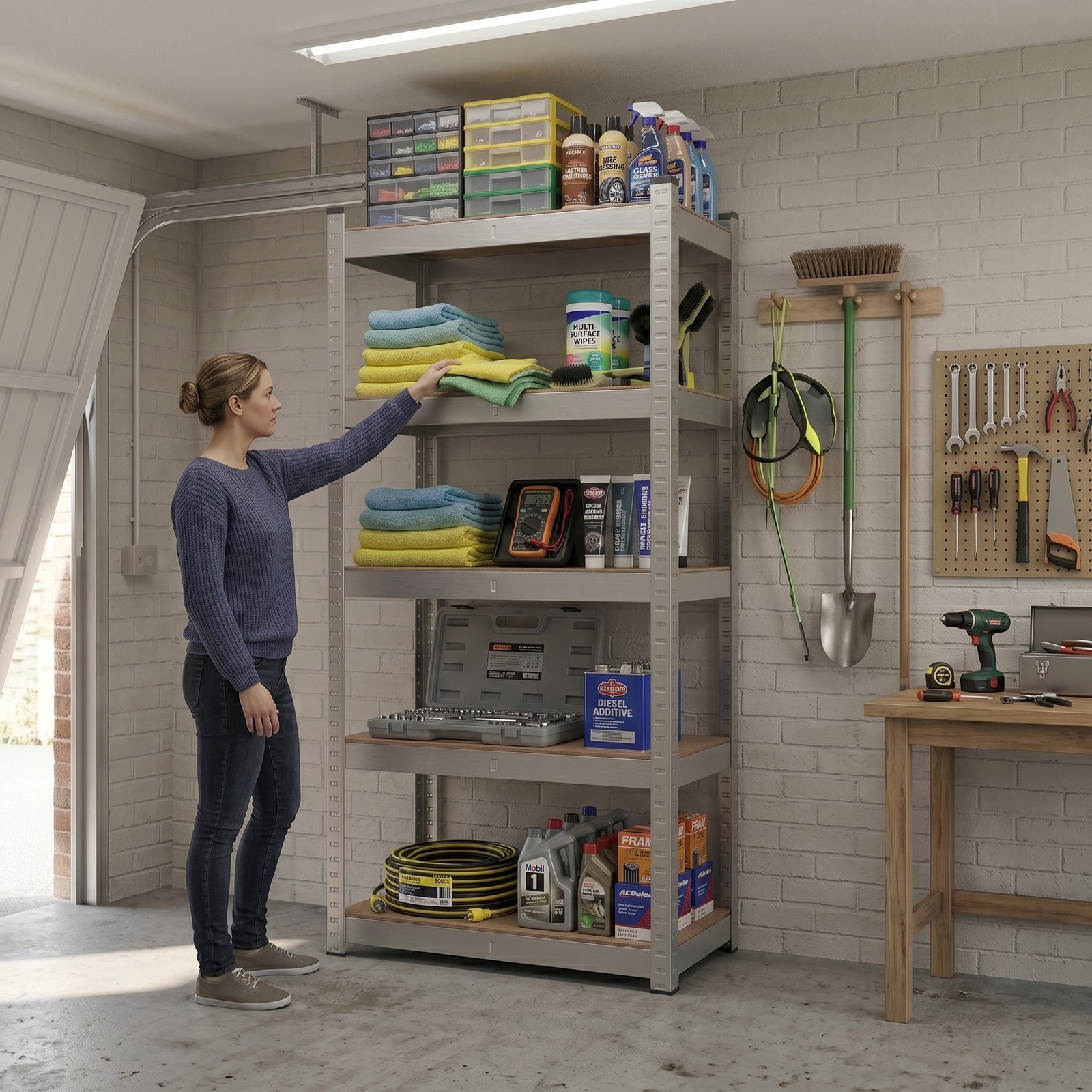 Zeno Silver Large 5 Tier Garage Shelving Unit