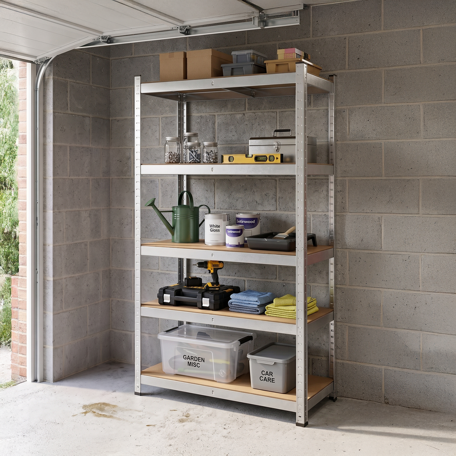 Zeno Silver Large 5 Tier Garage Shelving Unit